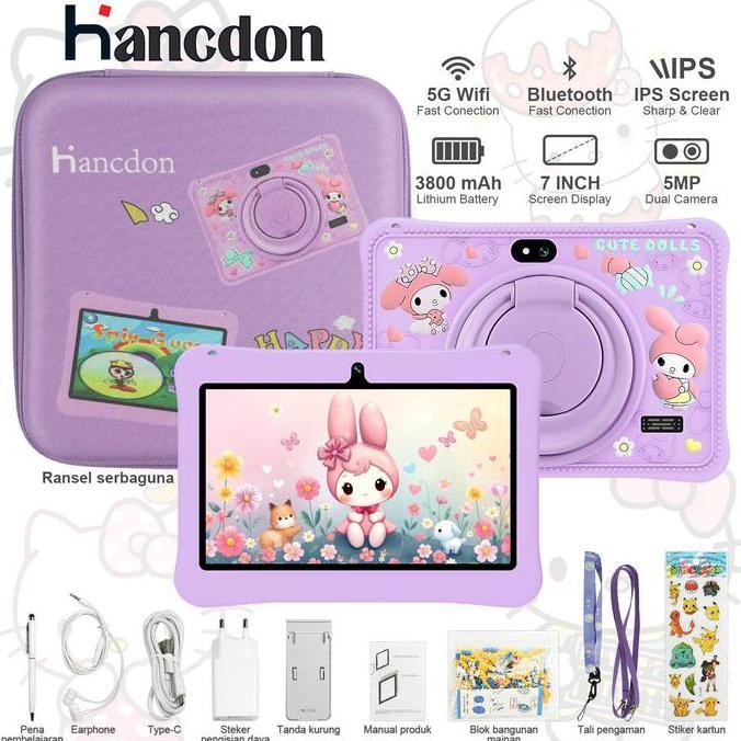 HancdonTablet Anak 7/10 inch tablet anak F06/Tablet Edukasi Anak F06 Dengan Kemasan Tas / Tablet And
