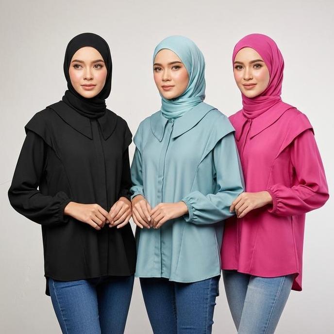 Blouse Selena Blus Wanita Jumbo Oversize Panjang - Katun Premium Import Atasan Motif Baju Nyaman Sta