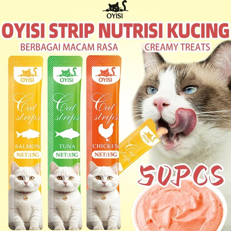 Cemilan Kucing 50 Pcs Snack Kucing Mix Makanan Kucing Tuna Salmon Chicken Flavours Ayam Halal Certif