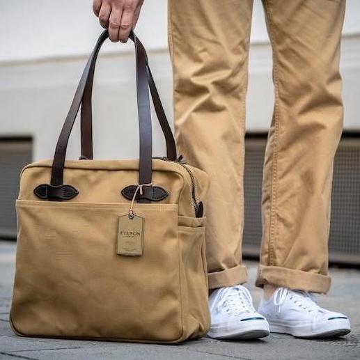 PROMO Filson Rugged Twill Tote Bag With Zipper Tan Original Authentic Made in USA