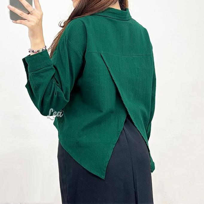 XAMANTA SHIRT OVERSIZE / KEMEJA CROP OVERSIZE / LEA STORE Baju Crinkle Atasan Panjang  Slit