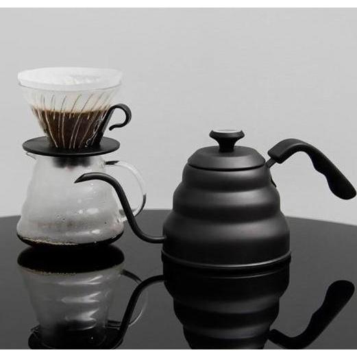 Kettle Plus Termometer Hitam Kapasitas 1 Liter Teko Leher Angsa + Suhu