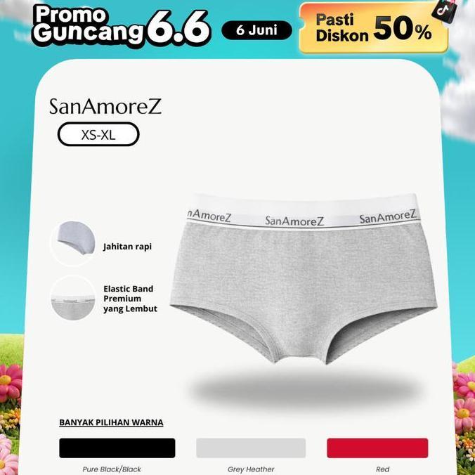 SanAmoreZ | Women Boyshorts Panty / Celana Dalam Wanita - Cotton | Size XS - XL | Mid Waist | Lily B