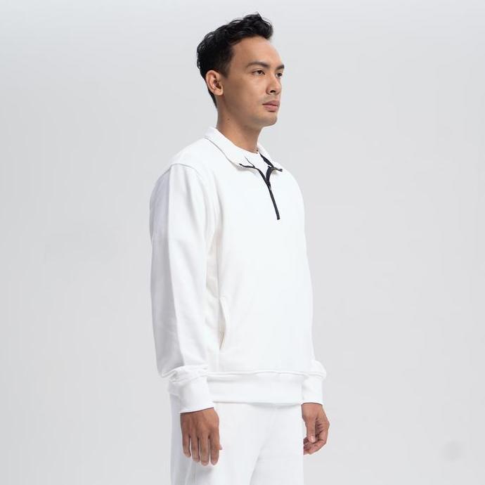 KOZE EaseFlow Half Zipper Sweater White- Sweater Half Zip Putih