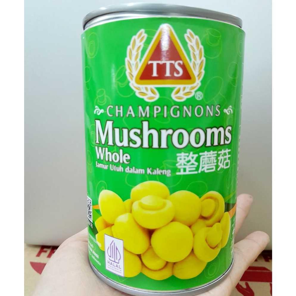[HALAL] Champignons Mushroom Whole TTS Jamur Kancing 425g Tiongkok Jamur Dalam Kaleng Kemasan Baru