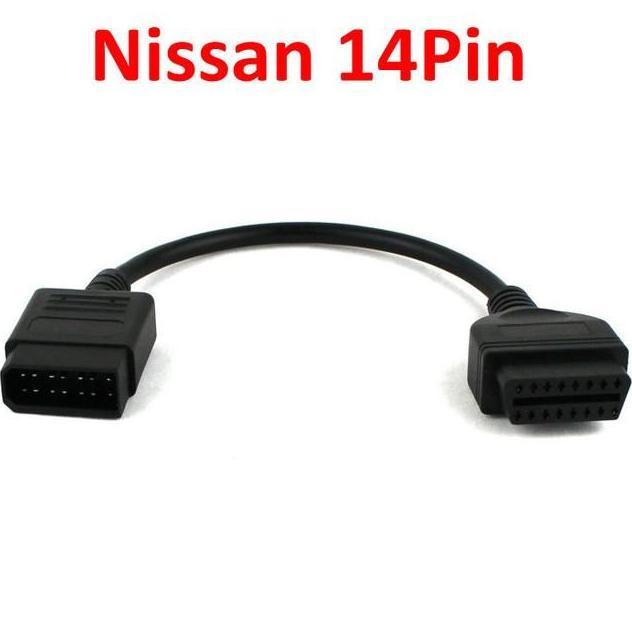 For nissan 14 Pin to 16 Pin Female OBD2 OBDII Cable Diagnostic Adapter