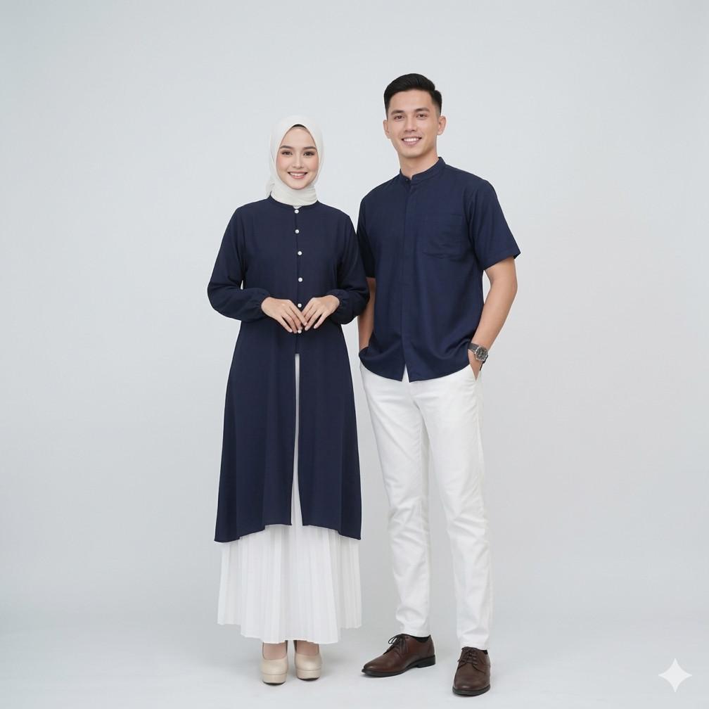 TERBARU Malaya Long Tunik Couple Pasangan / Baju Muslim Lebaran Pasangan Sarimbit