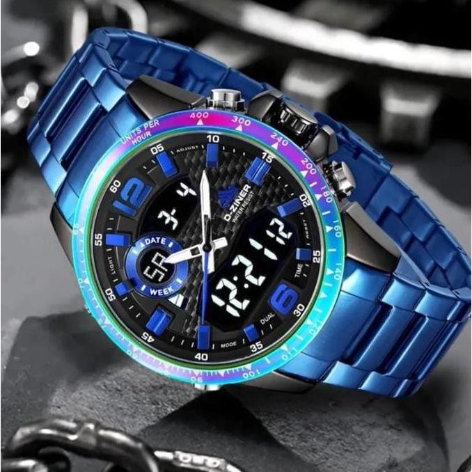 Orologio- Dziner Jam Tangan Pria 8306 Double Time Rantai Stainless Steel Ter Resistant 3 Atm Tches