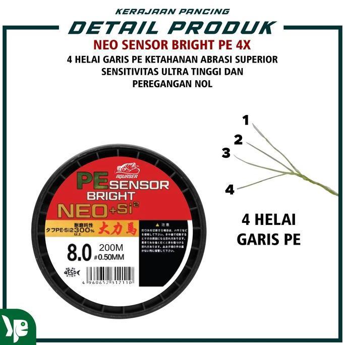 KP - Tali Pancing PE Sensor Bright 200m Warna Hijau NEO+si2 Ikan Joran Umpan
