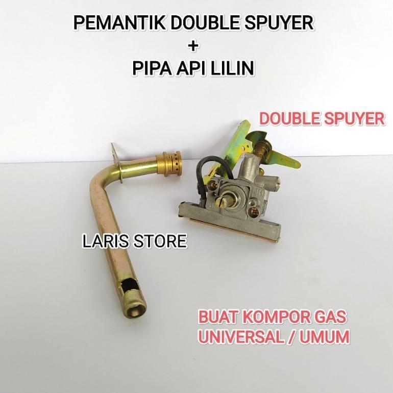 MESIN PEMANTIK API DOUBLE / 2 SPUYER + PIPA API LILIN BUAT KOMPOR GAS KACA UNIVERSAL