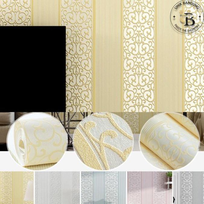 Decorao - Wallpaper Sticker Dinding Ukuran 45Cm X 8M Gh282 Wallsticker Batik Salur Polos Embos Premi