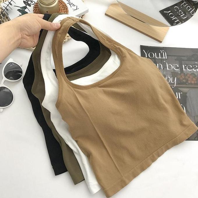 Girls- Onefashionmall Br186 Tanktop Nita Tank Top U-Neck Halter Necktie Tanpa Kat With Cup