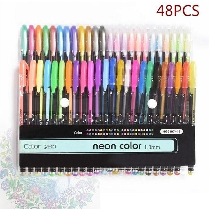GEL PEN GLITTER PASTEL 48 WARNA DAVIS MURAH