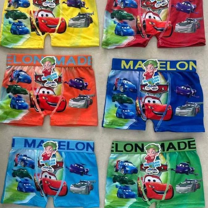 DE43 - isi 3,6 pcs.Madelon Kids Fashion Obral Pakaian Dalam Anak Cowo Boxer Anak Laki-laki Bahan Mel