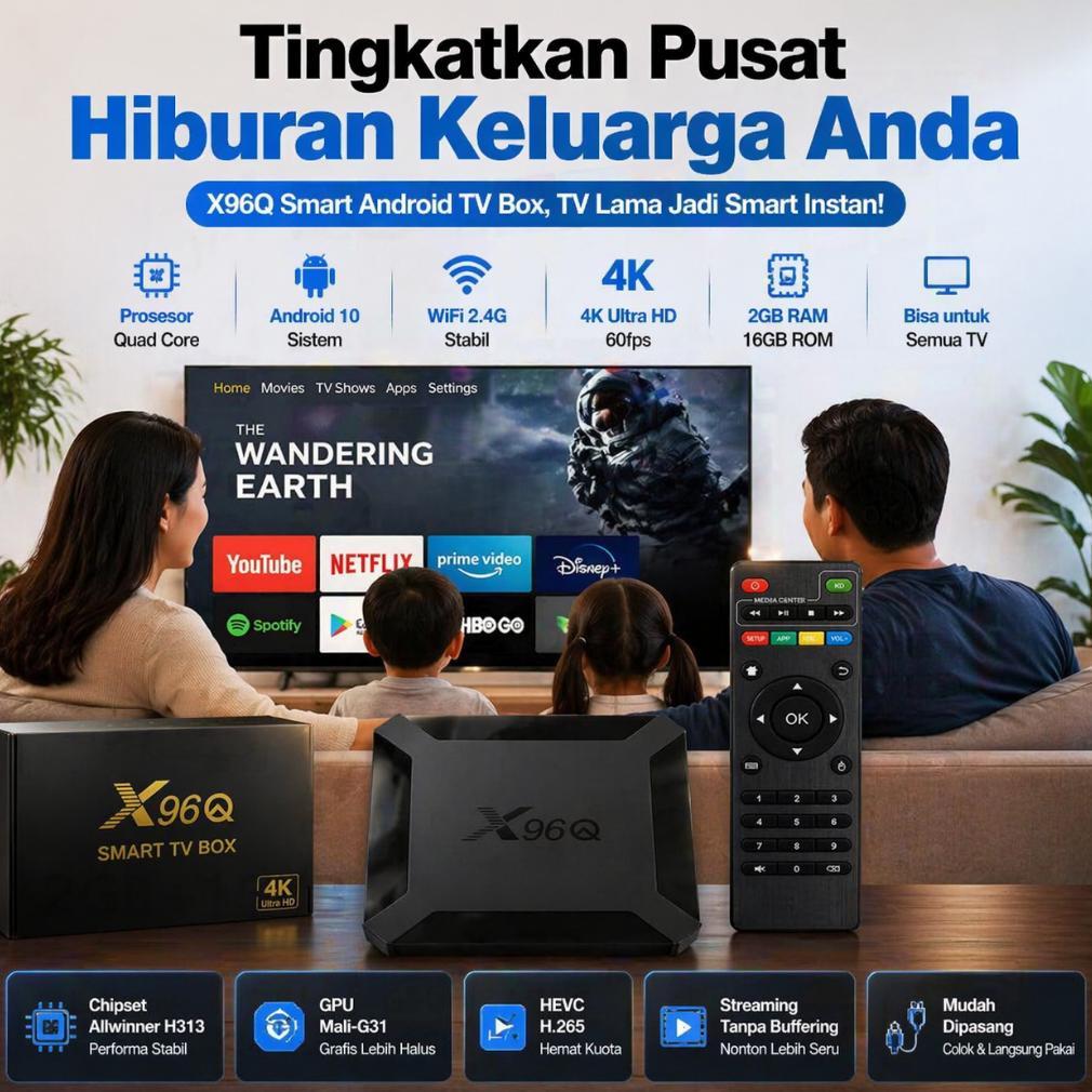 Terbaru Tv Box X96Q Android  Rk3518 Wifi6  Tv Box 4K Uhd  2G+16G Bluetooth Voice Set Top Box Tv Digi