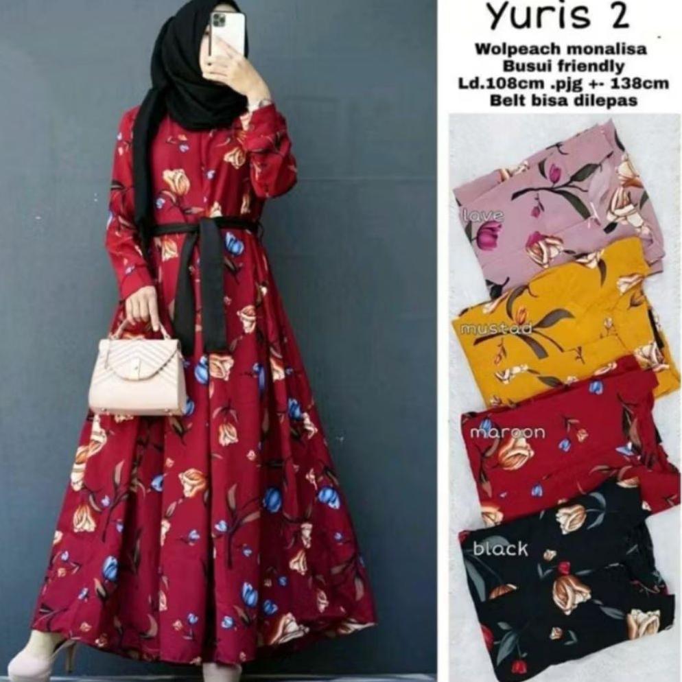 hot sale gamis bunga tulip // gamis tulip katun premium
