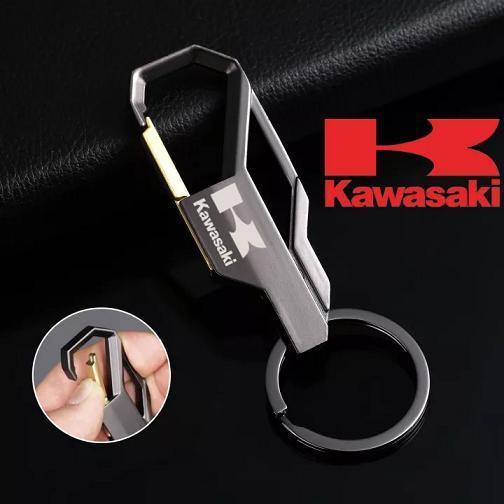 Keychain Gantungan Kunci Motor Mobil Logo KAWASAKI Paduan Logam Alloy Black Gold Kreatif Anti Karat 