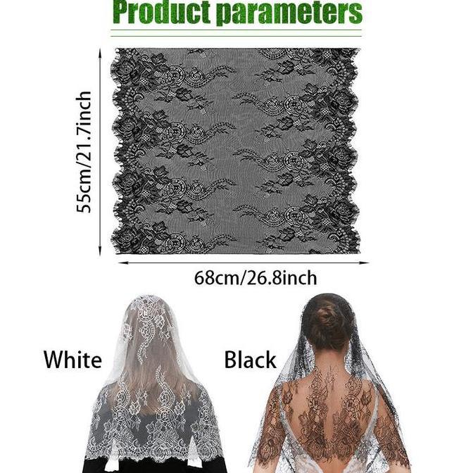 KEZOUKAKU Kerudung Doa Katolik Mantilla Mantila Pasmina Lace Hijab Mantila Kerudung Katolik Warna Hi