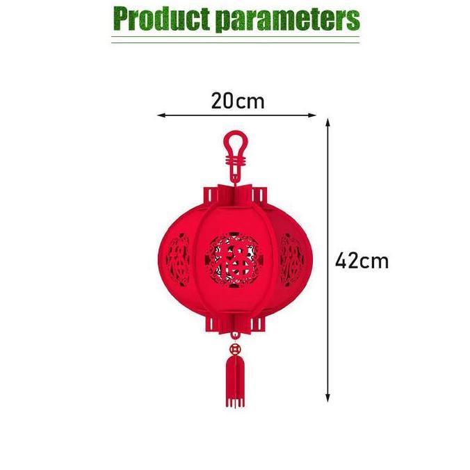 DITSY 20cm Lampion Imlek Merah Kain Sutra Motif Fu Lampion Polos Dekorasi Imlek Tahun Baru China