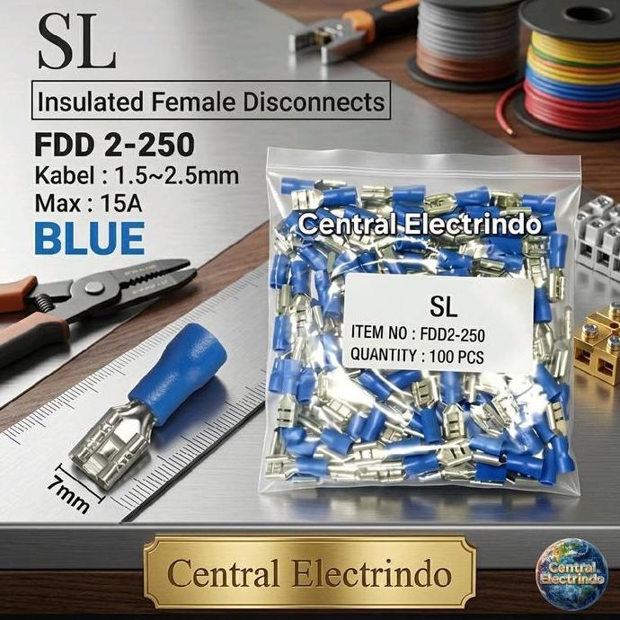 SKUN KABEL INSULATED FEMALE DISCONNECTS FDD 2-250 BIRU.
