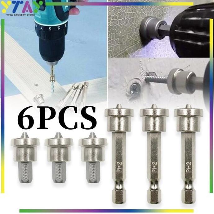 Up- 6Pcs Mata Obeng Magnet / Mata Obeng Hex Shank Magnetik 25Mm/50Mm