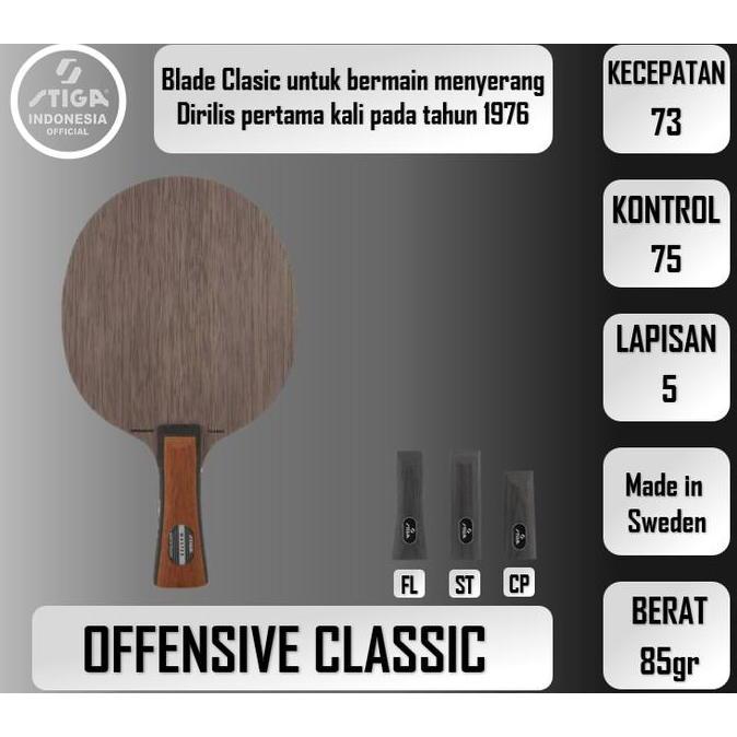 Kayu Blade Pingpong ITTF STIGA Offensive Classic