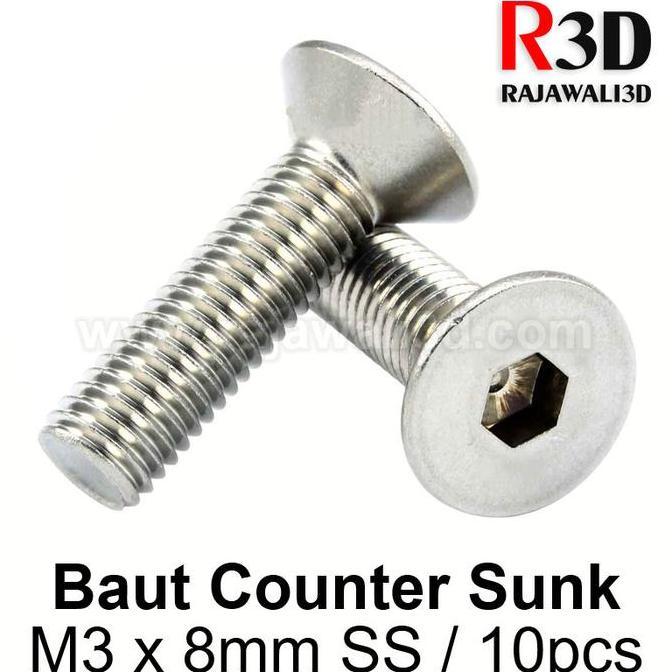 Baut L Countersunk M3 X 8Mm 10Pcs Stainless