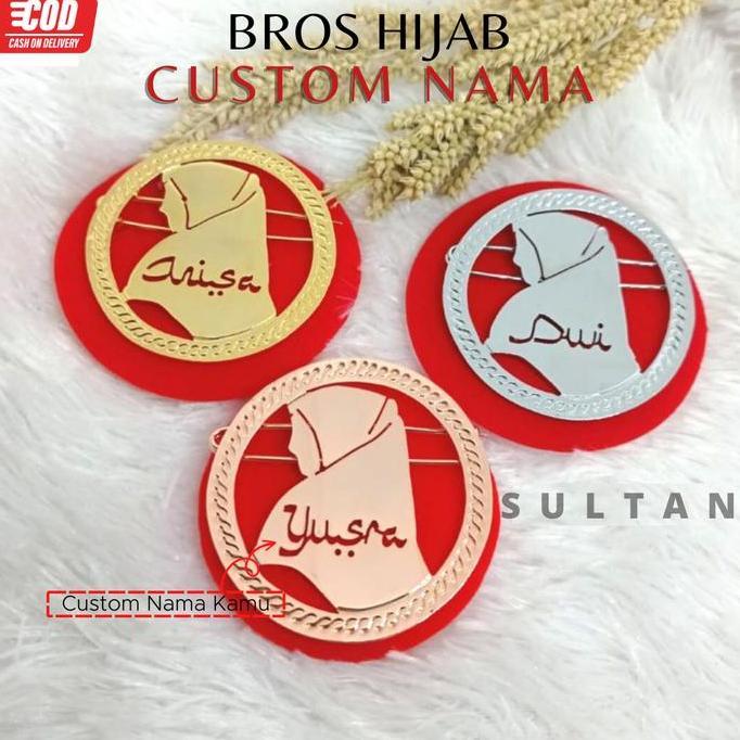 SULTAN - Bross Kerudung Custom Nama Bahan Logam Kuningan