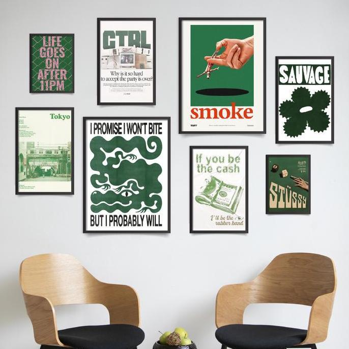 Hiasan Dinding Minimalis Poster Aesthetic Dekorasi Kamar Pajangan Rumah Wall Decor Kafe MDF Green