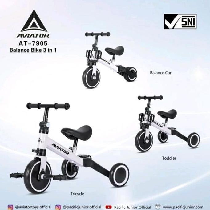Sepeda Anak Roda Tiga Aviator AT-7905 Bisa Balance Bike AT7905 AT 7905 HC
