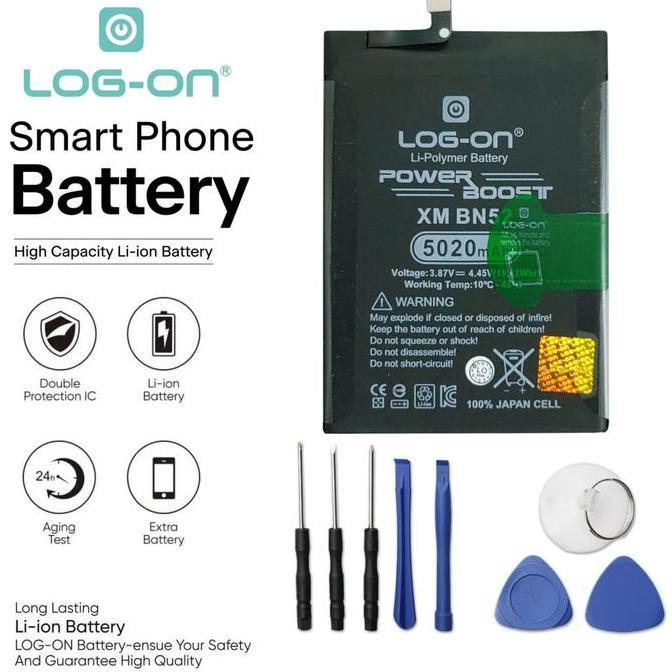 Baterai Log On BN52 Untuk Xiaomi Redmi Note 9 Pro Max BN-52 Power Boost - Kapasitas 5020mAh 1 Tahun 