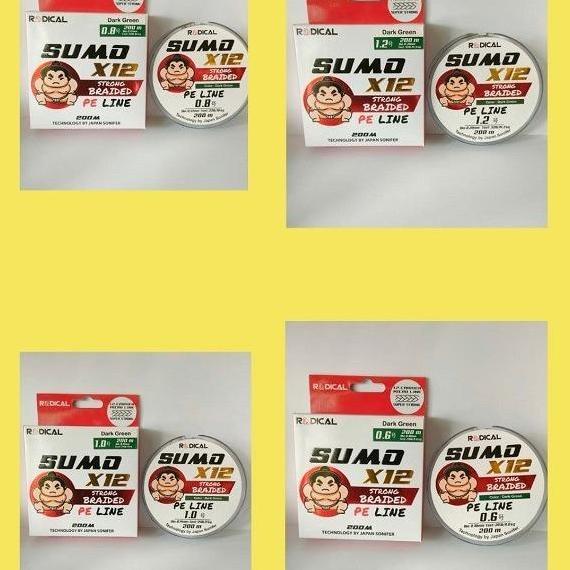 Senar pancing braid PE line Sumo X12 200m hijau senar PE 200m senar joran Reel