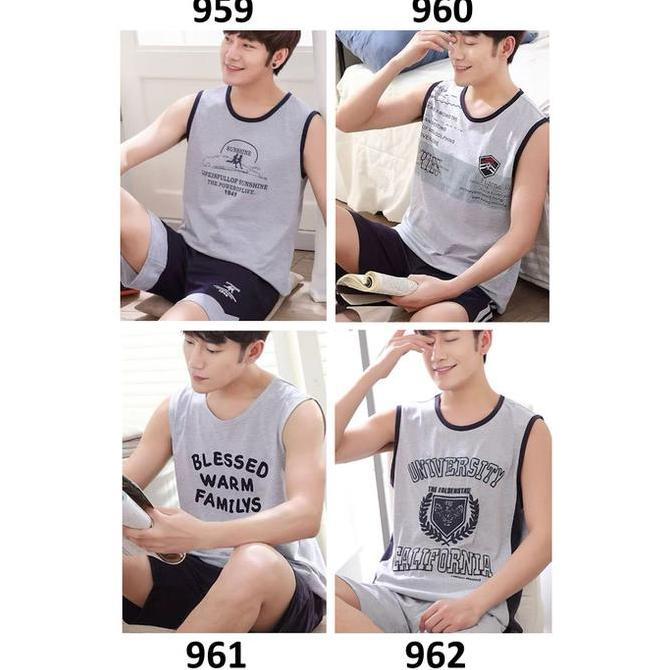 Baju Tidur Pria Tanktop Abu-Abu
