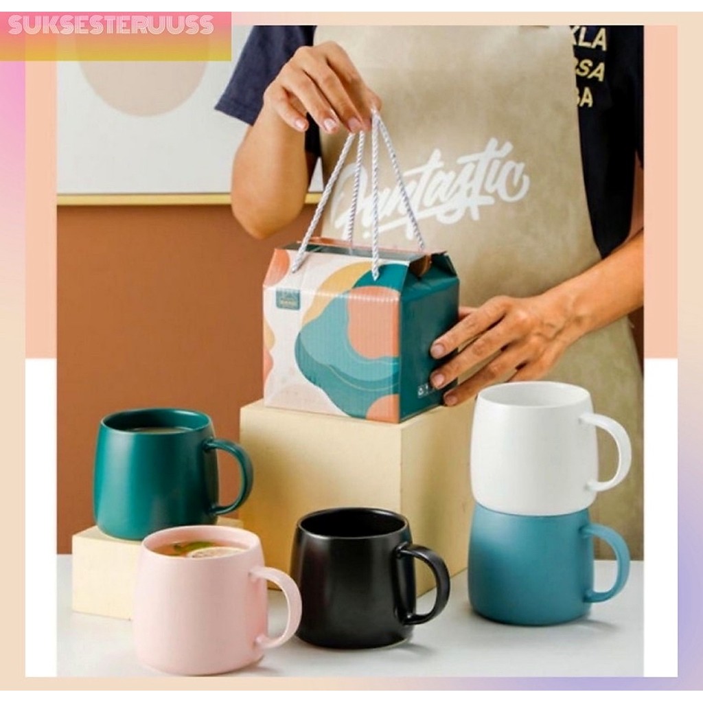 Gelas Keramik Mug Keramik Daily Mug Colorfull / FREE SENDOK