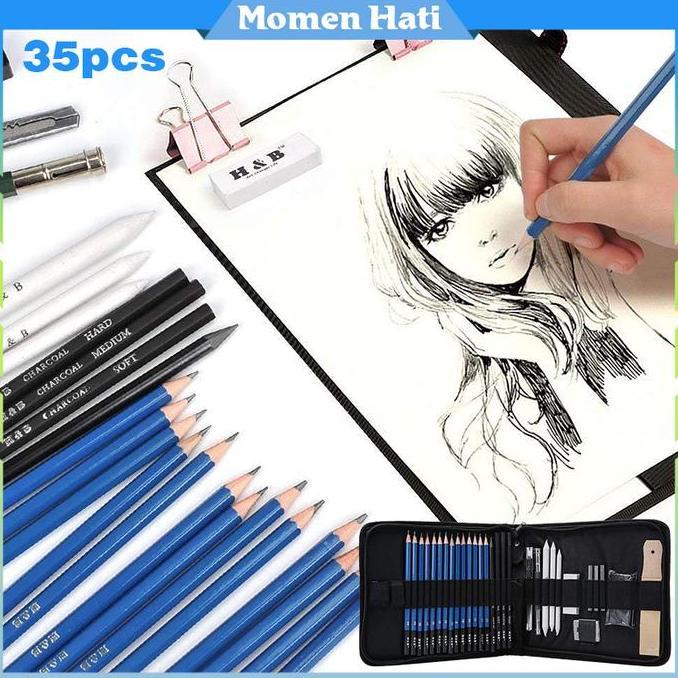 MWR 35Pcs Drawing Sketch Pencil Set / Professional Sketch Pencil Set