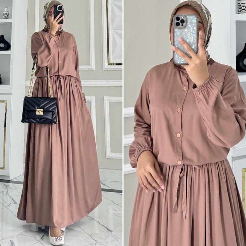 New Deals Aurelia Dress By Zalfa Outfit / Gamis Polos / Dress Polos / Gamis Rayon