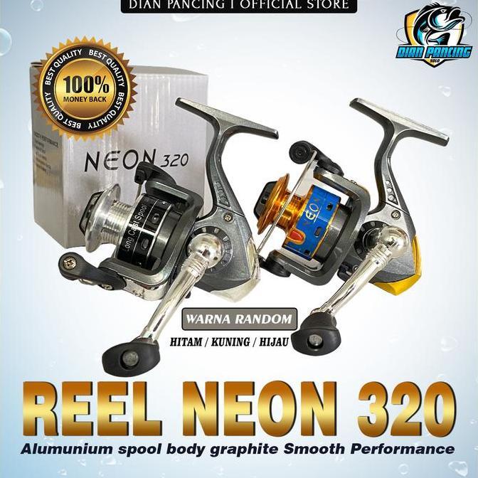 Reel Spinning Murah Neon 320 Alumunium spool body graphite Smooth Performance Long Cast Spool