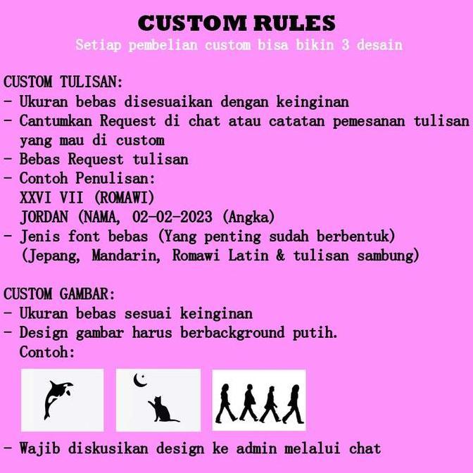 Nail- Custom Desn Tatto Temporary Henna Nama, Angka, Romawi, Gambar