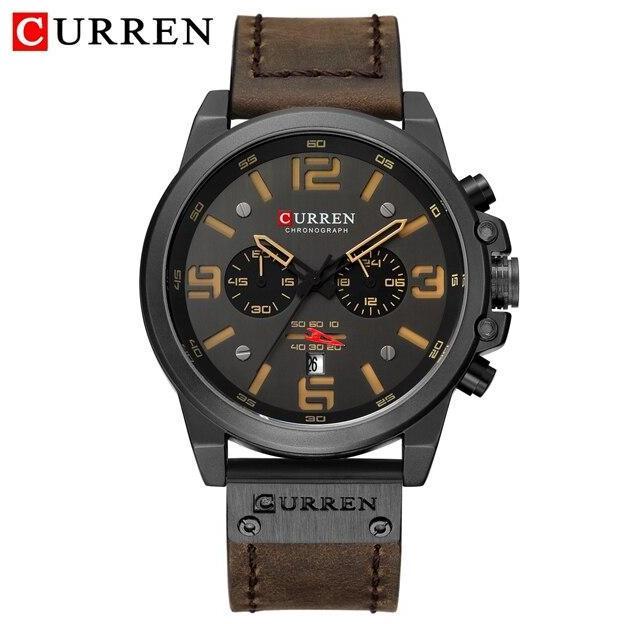 Vint- Jam Tangan Pria Analog Tali Kulit Chronograph Curren 8314