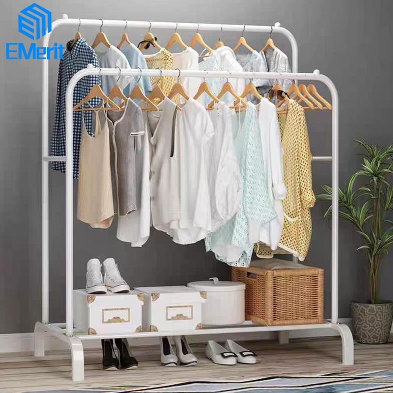 Double Stand Hanger Gantungan Baju Berdiri Stand Hanger Butik Bazar Display Rak Gantungan Baju Aesth