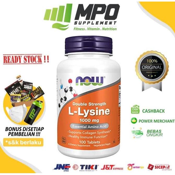NOW Foods L-Lysine 1000 mg 100tabs NOW Foods Double Strength L-Lysine