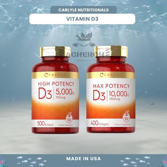 Vitamin D3 5000 10000 iu Carlyle 400 500 sg 125 250 mcg vit imunitas max potency USA