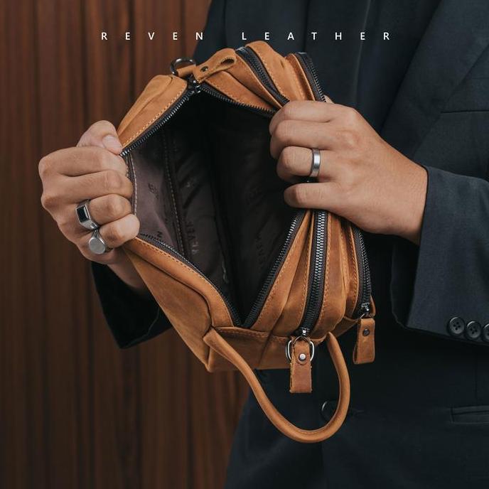 Pouch Bag Pria Kulit Asli Clutch Handbag Genuine Leather Reven Nakula