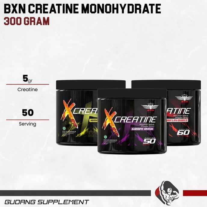 BXN Creatine Monohydrate 300 Gram Supplementasi Fitness Creatine Monohydrate Lokal Body Xtreme Nutri