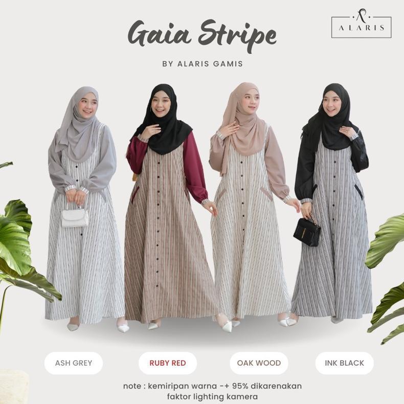 Hot Product Gaia Stripe / Gamis Katun Salur / Gamis Garis Garis / Gamis Casual / Casual Dress / Gami