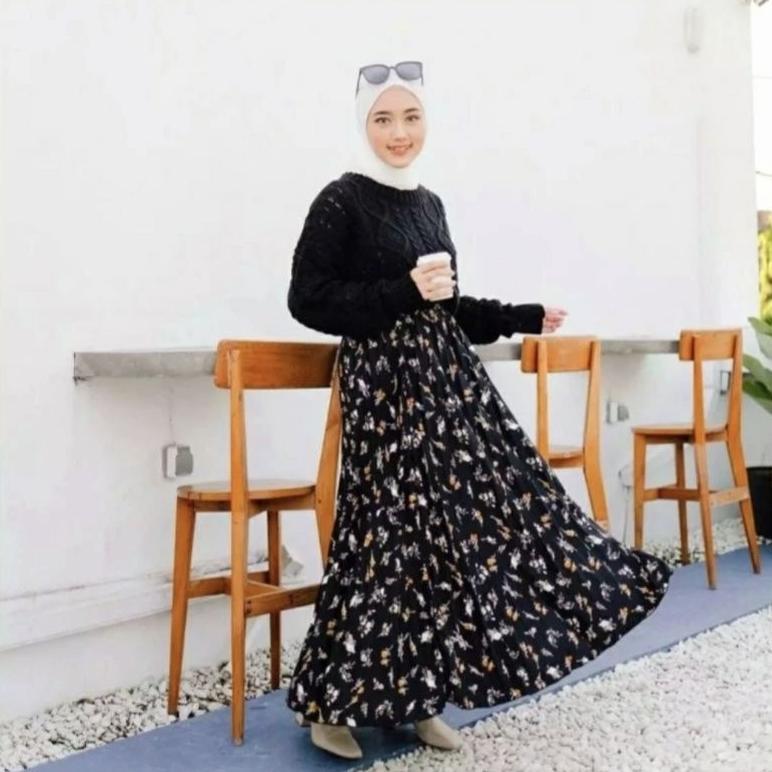 HOT SALE Rok Plisket Motif Bunga / Rok Plisket Motif Bunga Lily Daily / Rok Motif Bunga / Plisket