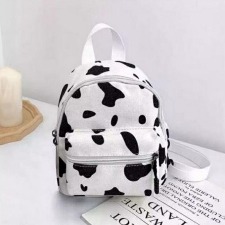 Tas Ransel wanita mini motif sapi kekinian