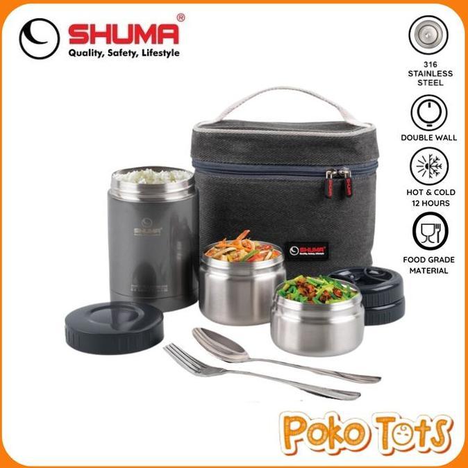 Promo Shuma Vacuum Insulated Lunch Box Set Sh6-Lbm1100S Rantang Makan Stainless Shuma