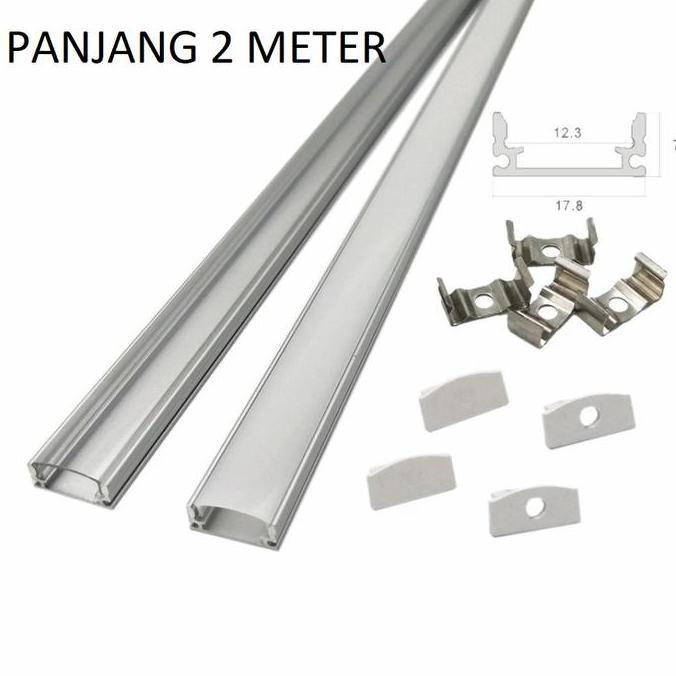 Raito- Cover Led Strip Aluminium / Cover Led Bar Tipe U Panjang @2Meter