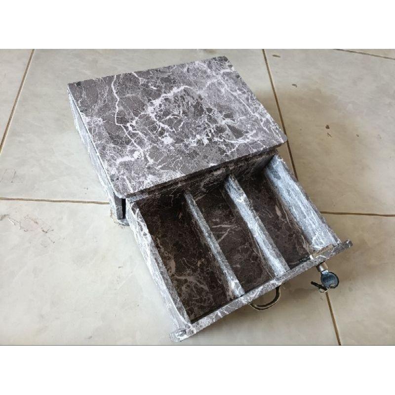 Promo Laci Mini Sekat 3 Laci Serbaguna Laci Uang Mini Portable | Laci Kayu Minimalis Organizer Meja 